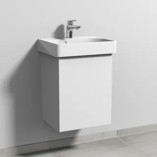 Sanipa 3way Waschtischunterbau zu Geberit Smyle Square Waschtisch mit 1 Tür, Weiß-Soft SM66943