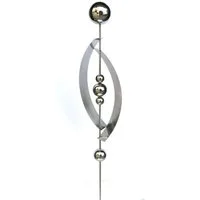 Harms Import Gartenfigur Gartenstecker SIRIUS Edelstahl 140cm Silber Spirale mit Kugeln