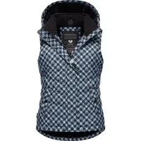 Ragwear Steppweste Hesty Print Weste mit abnehmbarer Kapuze und Hahnentritt Muster