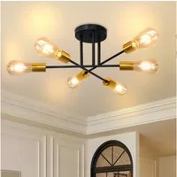 Nettlife Deckenleuchte Retro 6 Glühbirnen Wohnzimmer Lampe E27, LED wechselbar, Schlafzimmer Küche Esszimmer