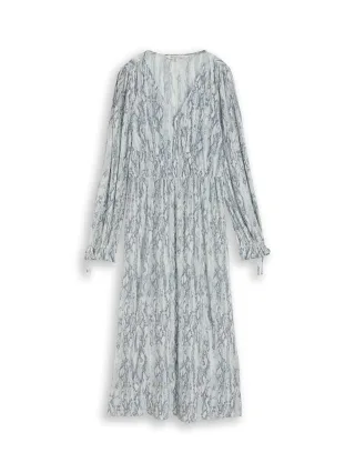 Denim Tom Tailor - Crinkle Midi-Kleid mit Muster - Gr. - XS