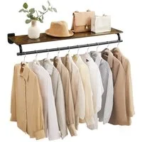 SONGMICS Wandgarderobe, Garderobe, Wandregal mit Kleiderstange, Schlafzimmer
