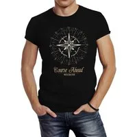 Neverless Print-Shirt Herren T-Shirt Kompass Windrose Navigator Segeln Slim Fit mit Print