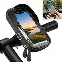 MOPUEA Smartphone-Halterung Wasserdicht Handyhalterung Handyhalter Fahrrad Lenkertasche Halter, (bis 6,4 Zoll, 1-tlg., 360° Drehbare Fahrradhalterung Handy Halterung Fahrradlenker Tasche, Fahrradtasche mit Regenhaube für 6,4 Zoll Smartphone GPS)
