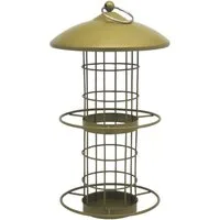 Dehner Vogelhaus Futtersäule Camille, Meisenknödelsäule, ca. 30 x 16 x 16 cm, Metall, für 5 Meisenknödel, Futterstation für Wildvögel wetterfest / hängend