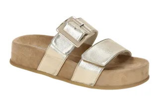 Paul Green PG 6157-02 Gold Platino Bequeme Pantoletten Plateau Damen Schuhe