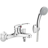 Deante Wannenarmatur LOBO Badewannenarmatur Duschset Handbrause, Brauseschlauch und Wandhalter