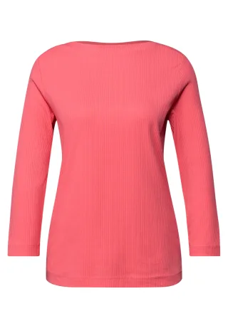 Street One - Shirt in Rippstruktur striking coral - Gr. - 44