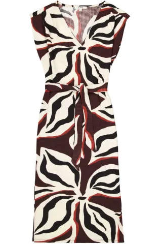 Garcia - Gemustertes Midikleid beige/braun/rot - Gr. - XS