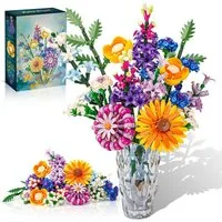 Bundviel Künstliche Blumen Bau-Set Blumentopf-Set Spielzeug Flowers Bausteinen Spielbausteine, (Set, 1183 St)