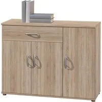 PREISBRECHER Kommode Lissy, Sonoma-Eiche, 3 Türen, 2 Böden, 1 Schublade - BxHxT: 90x70x30 cm