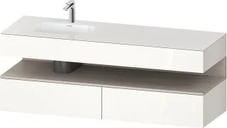 Duravit Qatego Einbauwaschtisch mit Konsolenwaschtischunterbau Weiß Hochglanz 1600x500x600 mm - QA47 QA4795091220010