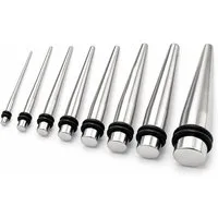 Taffstyle Dehnungsstab 8er Set Dehnset Edelstahl Ohr Expander Piercing Taper Set (8 Dehnstäbe aus Edelstahl mit je zwei Silikonringen in 8 Größen von 1,6 mm bis 8 mm für sanftes und kontrolliertes Dehnen)