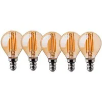 V-TAC LED-Leuchtmittel 4 W E14 Edison LED Vintage Filament Glühbirne Birne Leuchtmittel Retro, 5 St., Warmweiß, Mini Lampe getöntes Glas 350 Lumen warmes licht 5er Set