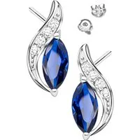 Limana Paar Ohrstecker schwungvolle Damen Ohrringe 925 Silber Zirkonia Frauen Schmuck (Freundin Geschenk, inkl. Schmuckbox), Büro Freizeit Geburtstag Weihnachten Muttertag