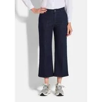GOLDNER 5-Pocket-Jeans Weite 7/8-Jeans VERA mit Formbund Weite Denim-Culotte mit Bügelfalten, Mid Waist Bund, Gürtelschlaufen