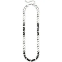 Bruno Banani Edelstahlkette Schmuck Geschenk Edelstahlkette mit Lederimitateinsätzen