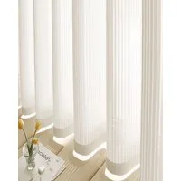 Simloveve Gardine Weiß Längsstreifen klassische Design 2er-Set Vorhänge (2 St), Ösen, halbtransparent, Polyester, Licht-und Schattenefekt für Wohnzimmer,140x145 cm