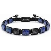 UNIQAL.de Armband Designer Herren verstellbar Naturstein & Zirkonia Premium (Herrenarmband mit Naturstein Platten und schwarzer Zirkonia, verstellbar, inkl. Schmuckverpackung), unisex, luxuriöse Optik, hochwertige Verarbeitung