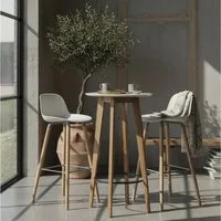 KADIMA DESIGN Bartisch Stehtisch 60x110x60 cm Weiß Rund, Bartisch für 4 Personen, Moderner, Tisch für Bar, Design Partytisch Holz, Hochtisch Eiche Skandinavisch
