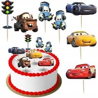 Festivalartikel Tortenstecker CARS Topper Set 6 Stk Geburstag Torten Deko Kuchen Junge das Auto