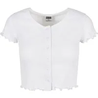 URBAN CLASSICS Kurzarmshirt Urban Classics Damen Ladies Cropped Button Up Rib Tee (1-tlg)