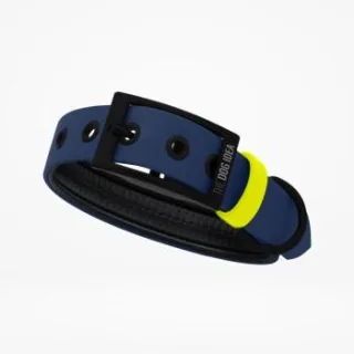 THE DOG IDEA Biothane Halsband Navy neon gelb M