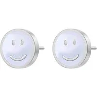 Hey Happiness Paar Ohrstecker Smiley Gesicht, mit Muschel, Kleine Ohrringe Damen Edelstahl in Gold & Roségold, sommerlich