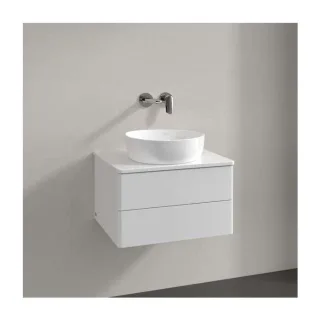 Villeroy und Boch Antao Waschtisch-Unterschrank L18050GF mit Beleuchtung, 2 Auszüge, 600 x 360 x 500 mm, Front ohne Struktur, Glossy White Lacquer / Glossy White Lacquer
