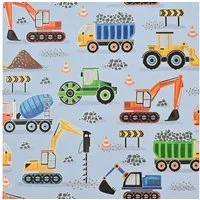 Star Geschenkpapier, Geschenkpapier Baustelle 70cm x 2m Rolle mit Bagger & Baufahrzeugen