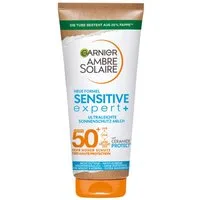 GARNIER Sonnenschutzmilch AMBRE SOLAIRE SENSITVE EXPERT+ LSF50+, schützt, zieht schnell ein, keine Rückstände