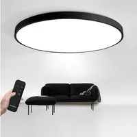 JDONG LED Deckenleuchte Flach Rund Schwarz 50cm Deckenlampe Dimmbar 3000K-6000K, LED fest integriert, Kaltweiß, Warmweiß, Neutralweiß, mit Fernbedienung für Schlafzimmer Kinderzimmer Büro Wohnzimmer