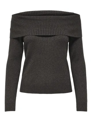 ONLY - ONLKATIA LS OFF SHOULDER KNT NOOS Chocolate Torte - Gr. - M