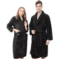 HAMMETEX Bademantel Bademantel unisex, ultraweicher & flauschiger Fleecemantel, Langform, Fleece, Schalkragen, Gürtel, ideal für Sauna & Spa, Hotelbademantel, Morgenmantel