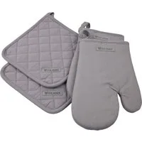 ROSS Topflappen Exclusiv, (Set, 4-tlg), 2x Topflappen und 2x Grillhandschuh, 100% Baumwolle