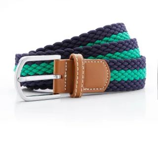 Asquith & Fox Herren Zweifarbiger Streifen Flechtgürtel aus Stretch (Navy/Kelly)