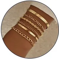 GOLDKLEIN Schmuckset 6 Stück vergoldeter Edelstahl Armbänder Schmuck (6-tlg), Angebot - inkl. Schmuckbox