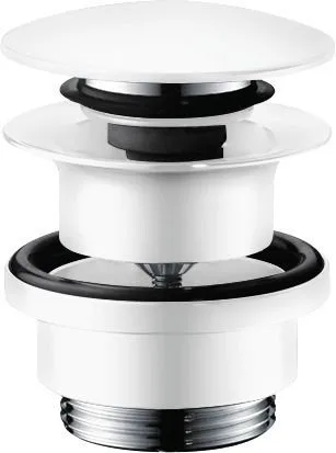 Hansgrohe Ablaufventil push-open DN32 mattweiss mit Überlaufloch, 50100700 50100700