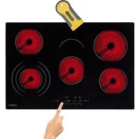 Arebos Elektro-Kochfeld 8700W - 5 Kochzonen - 77cm - autark, Sensor-Touch, Autoabschaltung, Kindersicherung/Tastensperre