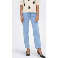 ONLY Straight-Jeans ONLEMILY HW STRETCH EMB STRA ANK DNM AZG Baumwollmischung, straight fit