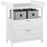 roba® Wickelkommode Hamburg, mit Ansatz, 2 Schubladen & Boxen, Wandbefestigung, Wickelhöhe 92 cm