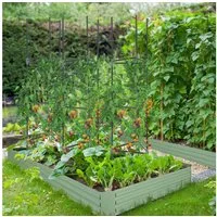 Outsunny Rankhilfe 3er-Set, Pflanzengitter, modulares Design, für Außen und Innen Ranksäule, 3 St., Tomatenkäfig, für Garten, Balkon, Dunkelgrün