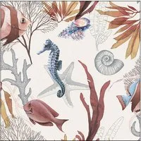 Ambiente Luxury Paper Products Papierserviette, Servietten Papier 33x33cm 3-lagig Seepferdchen maritim Motiv 20 Stück