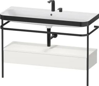 Duravit Happy D.2 Plus c-bonded Set mit Metallkonsole und Schubkasten Nordic Weiß Seidenmatt 1175x49 HP4744E39390000