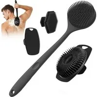 ibettertec Badebürste Silikon-Körperwäscher mit Langem Griff, Doppelseitige Rückenbürste, für Duschpeeling und Massage, Körperbürste Duschbürste Rücken für Männer, Senioren, Frau