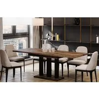 Endo-Moebel Esstisch Appia Esstisch 130–210cm ausziehbar für 8 Personen Tischbeine schwarz, Ausziehbar 130-210 cm (2x40 cm), Platte 36mm, 3 Beine, schwarz matt