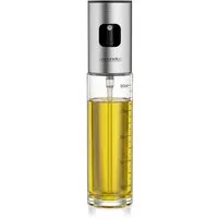 Arendo Ölspender Ölsprüher aus Glas, Skala 90 ml, rutschfester Sprühknopf, Glasflasche, (Set, 1-tlg., mit Silikonbürste, Reinigungsbürste und Trichter), für Salat Grillen Backen Kochen Heißluftfritteuse, BPA Frei