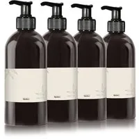 Oputec Seifenspender 4 x 500ml Seifenspender aus Kunststoff schwarz zum Befüllen +Etiketten