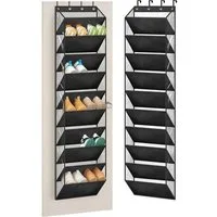 GarveeMore Schuhregal Hängeregal, Hängeorganizer für die Tür im Schlafzimmer, 10 Ebenen, Einreihig, Stoff-Organizer, Schwarz