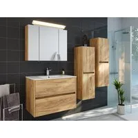 Magnolia Home Badmöbel-Set Badmöbelset Taifun 80cm 4tlg mit Spiegelschrank & 2x Seitenschrank eic